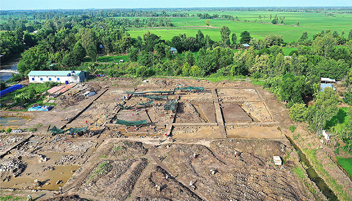 Archaeological excavation at Óc Eo site