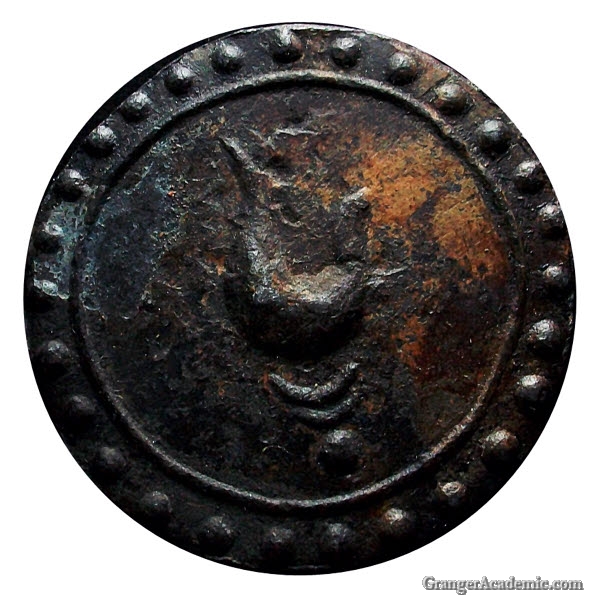 Bronze tin with hamsa and beaded border from Óc Eo