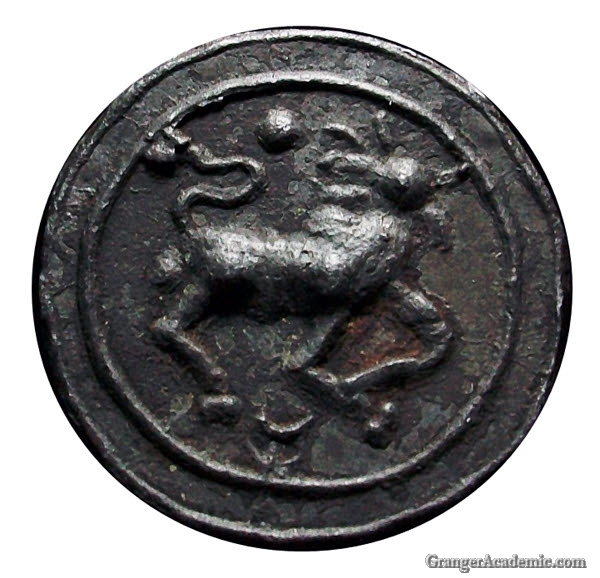 Bronze tin with running deer from Óc Eo