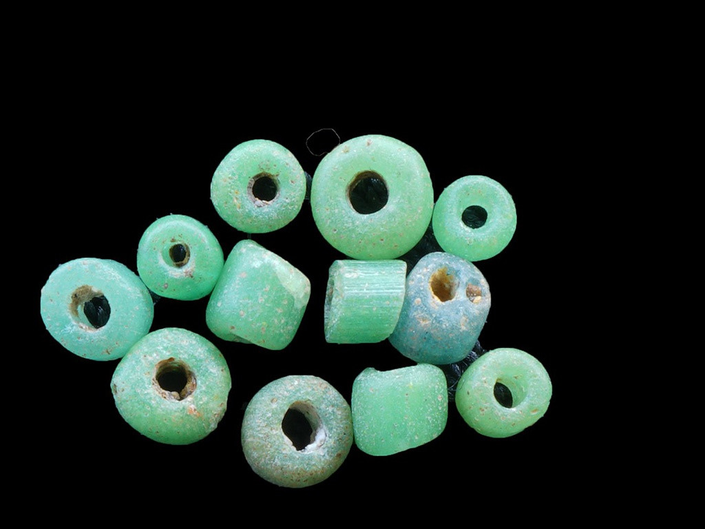 Glass beads from Óc Eo showing intricate craftsmanship