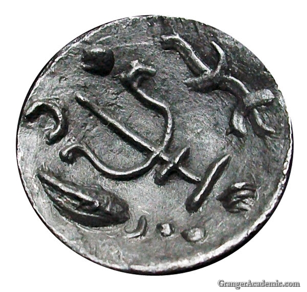 Silver coin with Srivatsa symbol from Óc Eo